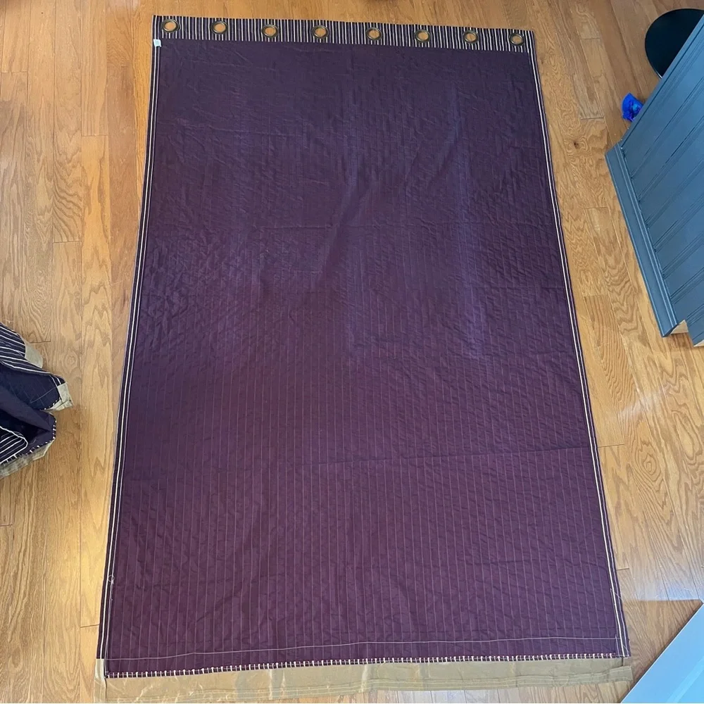 Maroon‎ Burgandy Gold Striped Curtain Panel with Grommets 3 panels